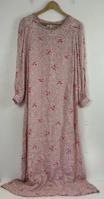 Maxi Vestido Vintage Años 60/70 Nat Kaplan Couture I Magnin Rosa Blanco Floral Foto 1 de 4