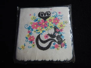 Mid Century 60s cocktail napkins love pshychedelic flower poer love skunk - Picture 1 of 8