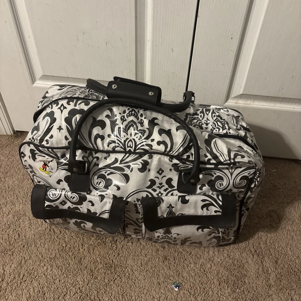 Trinta e uma mala de viagem mala de mão preta grande floral de viagem  - Imagem 1 de 3