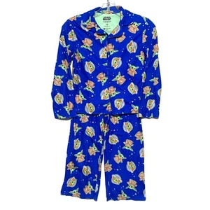 Star Wars Baby Yoda Grogu Button Top Pajama Pants Set Blue PJs Kids Boys 10 - Picture 1 of 12