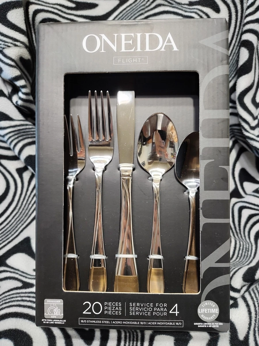 Oneida Flight 20-Piece Stainless Steel Flatware Set, Service
