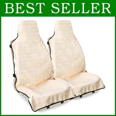 Waterproof Car Seat Cover Towel, 2 Pack Beige Jacquard - Image 1 of 4