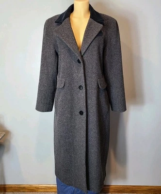Vtg Womens Size 12P Trench Coat Wool Velvet Collar 80s 90s Luxury Old Money - Image 1 of 4
