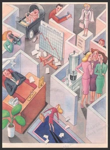 Barbara Samuels Artist 1980s Magazine Illustration 1987 "Career Stoppers" Office - Picture 1 of 1