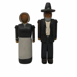 Irene Ballard Amish Man Women Primitive Toy Folk Art Wood Carving Beaver Creek - Picture 1 of 9