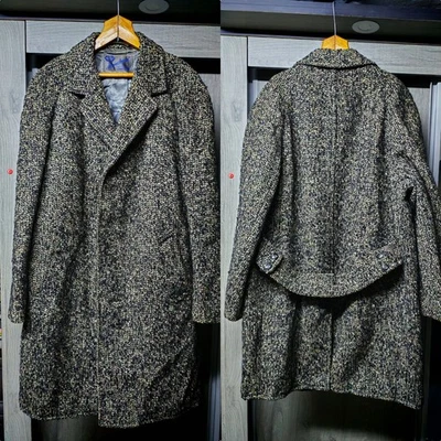 1970s Vintage wool camel hair classic belted camouflage raglan over coat 46R - Image 1 of 4