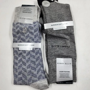Perry Ellis Moisture-Wicking Herringbone & Logo Crew Socks Men's 7-12 Multicolor - Picture 1 of 10