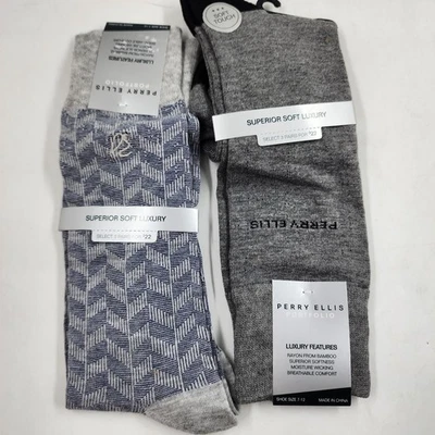 Calcetines Perry Ellis que absorben la humedad espiga y logotipo para hombre 7-12 multicolor Foto 1 de 4