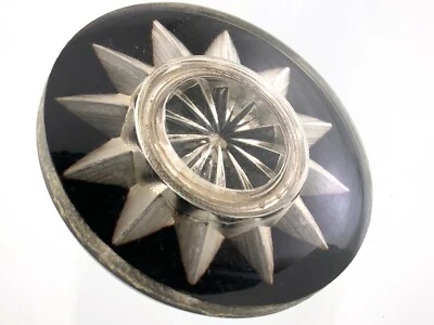 Bakelite With Lucite Black Color Garment Button 1.1in Starburst Pattern 325B - Image 1 of 4