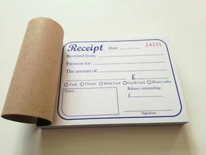 5 Receipt Book Triplicate Carbonless NCR 50 sets serially numbered perforated - Picture 1 of 12