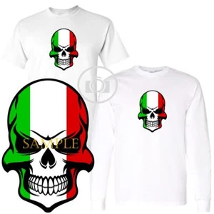 Camiseta Blanca Colores Bandera Italiana Calavera Gráfica Mangas Cortas/Largas S-3X - Imagen 1 de 3