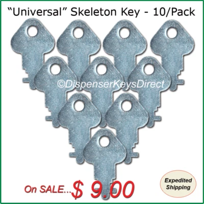 GP, KC, SAN JAMAR, MERFIN, VONDREHLE, SCA TISSUE "Universal" Skeleton Key for Paper Towel & Toilet Tissue Dispensers - (10/pk.)