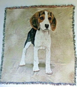 Robert J May Throw Blanket Basset Hound Puppy Dog Image Tapestry Style 52" X 52 - Picture 1 of 4