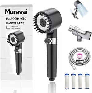 Muravai Shower Head, High Pressure Handheld with 4PCS Water Filter, One-Touch Pa - Picture 1 of 7