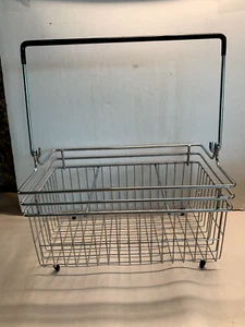 Vintage Milchkorb aus Metalldraht mit geteilten Abschnitten Fußkorb mit Griff - Bild 1 von 10