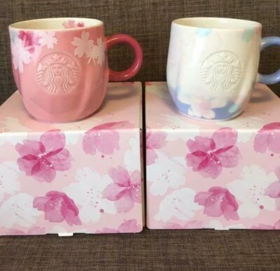 Taza Starbucks Sakura 2019 rosa azul 2 juegos flor de cerezo caja limitada Japón Foto 1 de 4