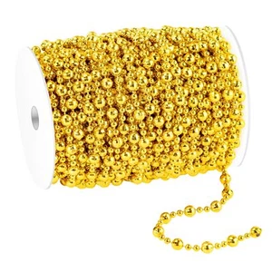 98 Feet Christmas Tree Beads Garland, Artificial Gold Beaded Garland for Chri... - Picture 1 of 7