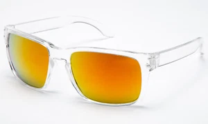 Sunglasses Clear See Through Transparents Frame Orange Yellow Flash Mirror Lens - Picture 1 of 6