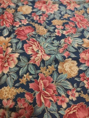 海军蓝面料粉色和金色花卉(科纳湾面料,1998) — 第 1/4 张图片