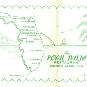 Ormond Beach, Daytona Beach Florida Royal Palm Restaurant Tischset FL Beach 1B - Bild 1 von 3