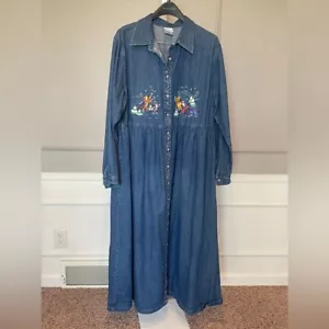 Vintage Disney's Damen Denim Jeanskleid Winnie Puuh Tigger Eeyore XXL 90s - Bild 1 von 8
