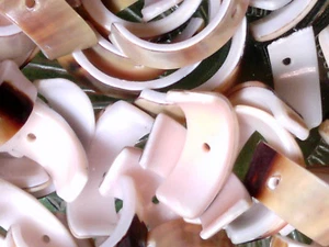 Vtg 100 NATURAL CURVED SHELL ABSTRACT BEADS #121317u - Picture 1 of 2