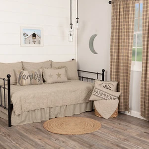 VHC Brands Sawyer Mill Farmhouse Charcoal Ticking Stripe 5pc Daybed Quilt Set - Picture 1 of 8