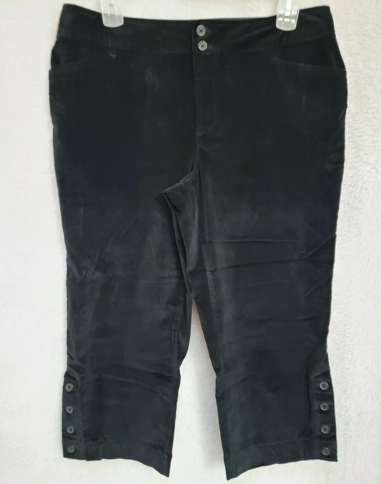 ANA A New Approach Womens Capri Pants Size 16 Black Velor FEEL - Image 1 of 4