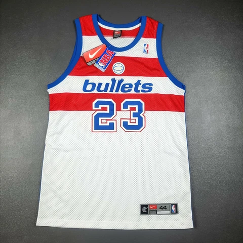 100% Authentic Michael Jordan Vintage Nike Bullets Jersey Size 44 L wizards Mens Cover