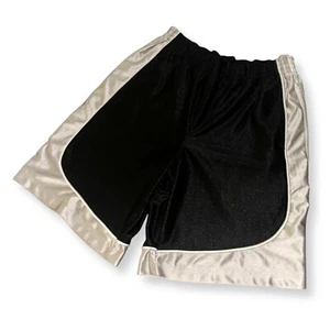 Rare Vintage Foot Locker Dazzle Basketball Shorts Shiny Silky Black Silver Med - Picture 1 of 7
