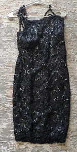 Vintage Bill Blass Evening Couture Beaded Straps Sequin Gown Side Zipper Size 6 - Picture 1 of 9