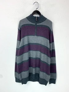 Maine New England Knit Jumper Zip Neck Striped Cotton Size L New with Tags - Picture 1 of 9