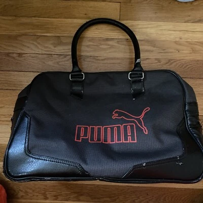 BOLSO DE MANO VINTAGE PUMA FAUX Cuero Bowling Monedero Noche Gimnasio Cremallera Asa Superior  Foto 1 de 4
