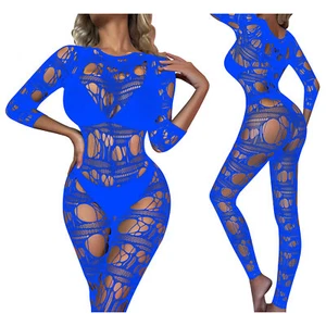 Woman Bodysuit Back Zipper Catsuit See Through Rompers Babydoll Jumpsuit Dance - Picture 1 of 5
