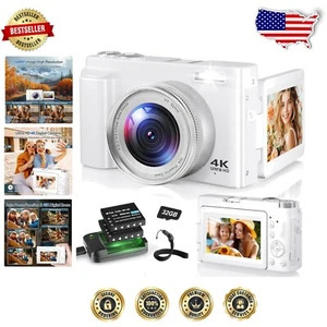 Compact 48MP Digital Camera - 4K Video, Selfie Flip Screen, and 32GB SD Card - Picture 1 of 10