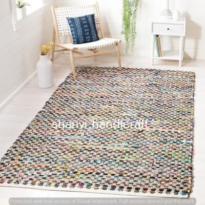 Modern Rug 100% Natural Cotton Jute Handmade Woven carpet rustic look area rugs - Image 1 of 4