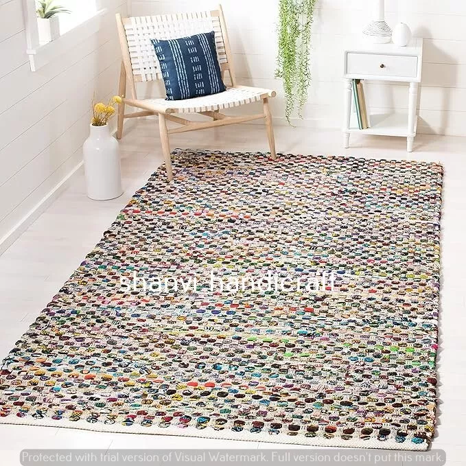 Modern Rug 100% Natural Cotton Jute Handmade Woven carpet rustic look area rugs - Image 1 of 4