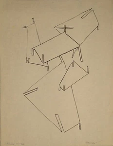 Robert Preusser Texas Modernist 1941-42 Ink Drawing from time at The New Bauhaus - Picture 1 of 3