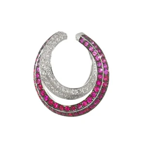 ciondolo mila beu rubino 0,90 ct diamante 0,43 ct top 18 carati WG 750 90296413 - Foto 1 di 6