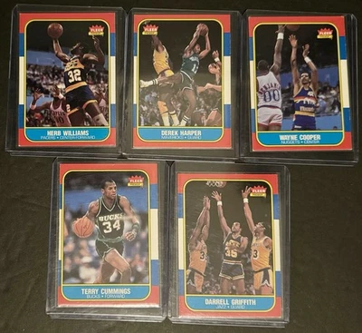 1986 Fleer Basketball Lot (5) Harper RC, Cooper, Cummings, Griffith, Williams - Image 1 of 4