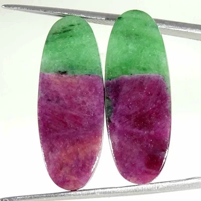 31,70 quilates rubí natural en zoisita par ovalado cabujón piedras preciosas sueltas 11x28x4 mm Foto 1 de 4