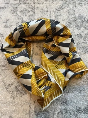 Vintage Echo Silk Scarf Square Striped Gold And Navy - Image 1 of 4