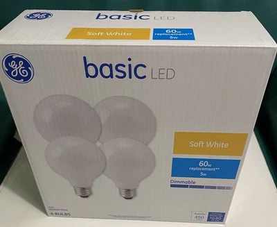 GE Basic LED Light Bulbs, 60 Watt, Soft White, G25 Globe Bulbs, 4-Pack - Image 1 of 4