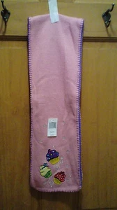 Disney Girls Winter Scarf Cupcake Design Reversible Knit/Fleece - Picture 1 of 3