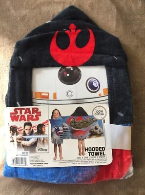 Disney Star Wars Beach Bath Pool Hooded Towel Wrap Blue Red 22X51" NEW #B11 - Image 1 of 2