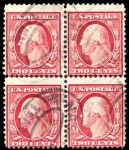 358, RARE Used 2¢ Bluish Paper Block CV $1000 * Stuart Katz - Picture 1 of 1