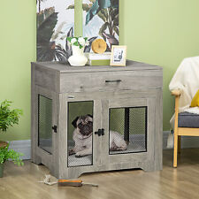 Indoor Use Dog Kennel End Table with Drawer Double Doors for Medium Dogs