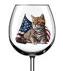 12x American Patriotic Cat Tumbler Kieliszek do wina Butelka Winylowe naklejki Naklejki w902