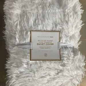 Pottery Barn Teen Recycled Blend Luxe Chamois Duvet Cover - Twin - White - NWT - Picture 1 of 4