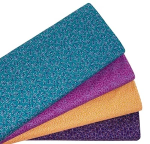 Opulent Leaves Cotton Fabric Craft Patchwork Leaf Blender Bright Purple Teal - Picture 1 of 14